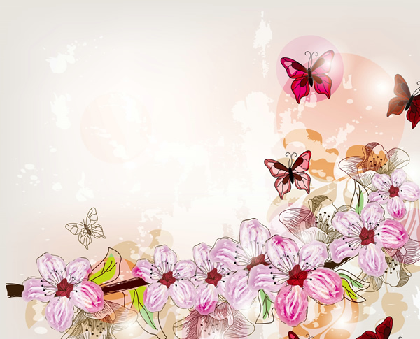 bunga-bunga indah kupu-kupu latar belakang