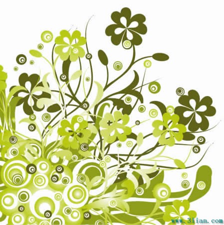 美麗的綠色花卉圖案