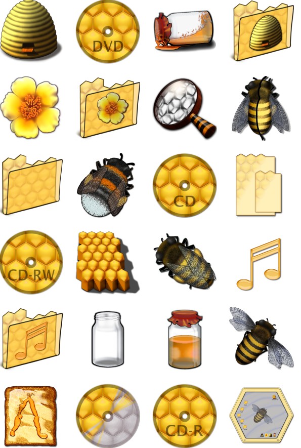 icones au format png série thème abeille