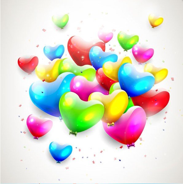 palloncini a forma di cuore di carta di compleanno