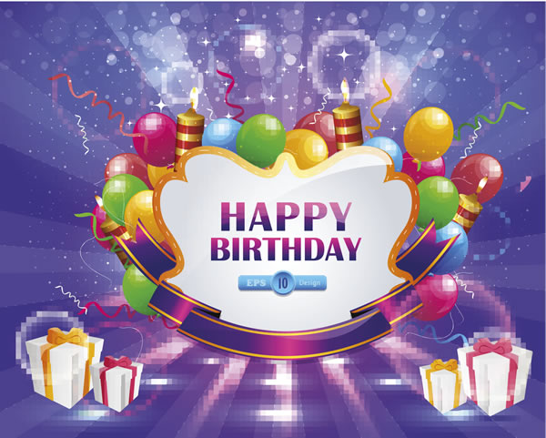 Birthday Gift Balloon Glow Greeting Card Design