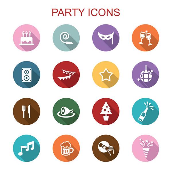 ícones plana de festa de aniversário