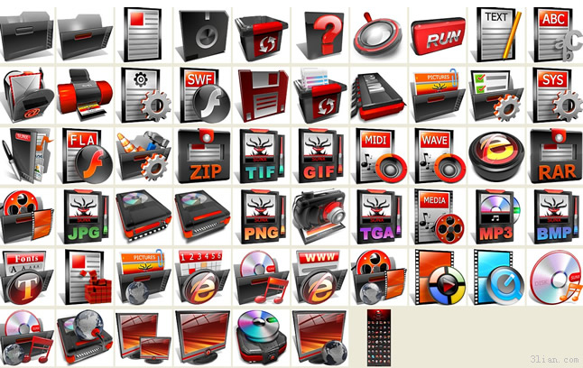 czarny i czerwony serii pulpit ikony png