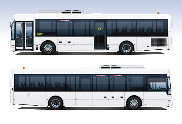 Schwarze und weiße Linienbus