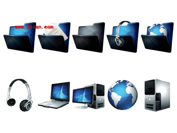 Black Blue Computer Desktop Icons