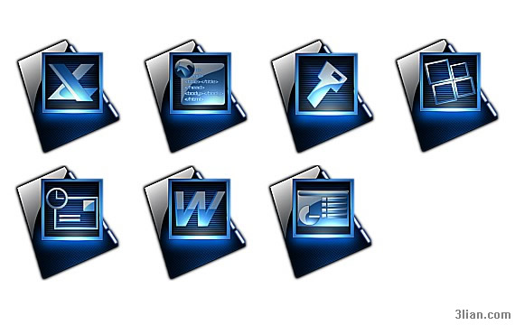 Black Blue Png Icon Style Office Software