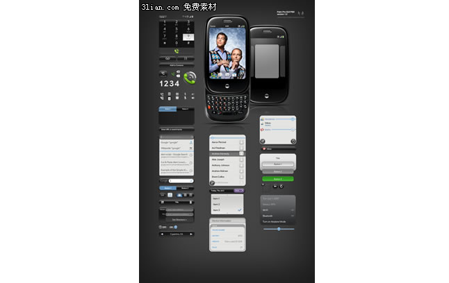 schwarze coole Handy Ui Designvorlagen Psd geschichtet