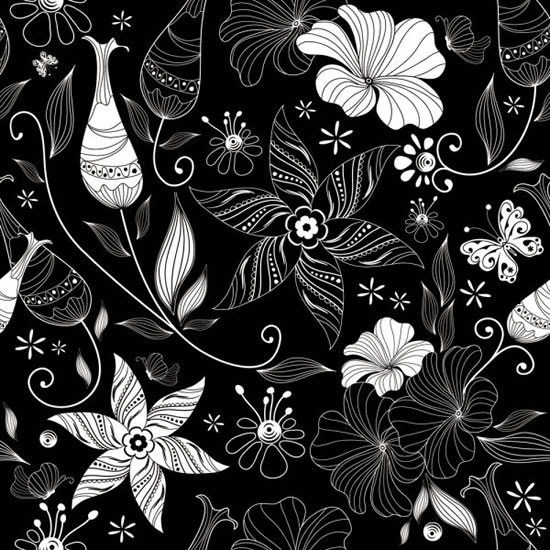 patrón de flor negra