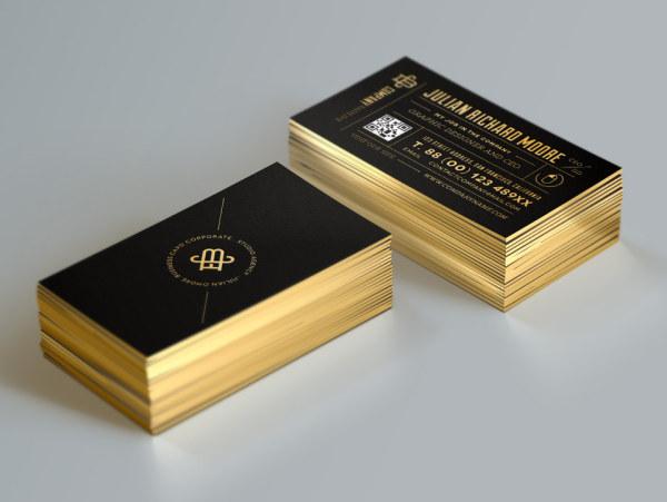 vàng đen và hai thẻ kinh doanh đơn giản