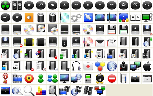 ícones do desktop vista preto