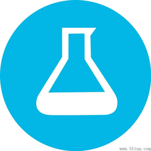 синий фон химических бутылка значок