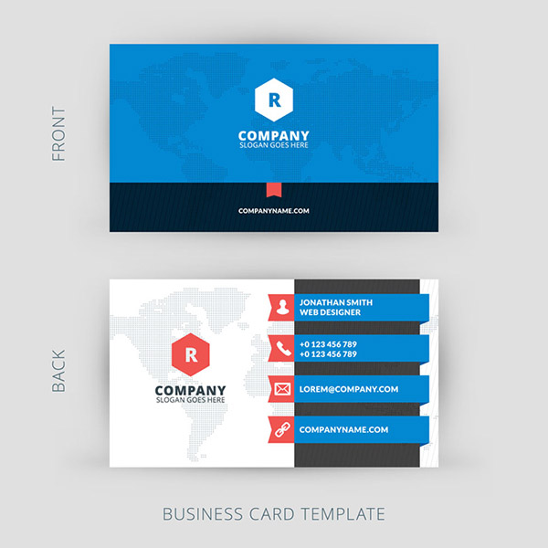 Дизайн голубой визитной карточки
