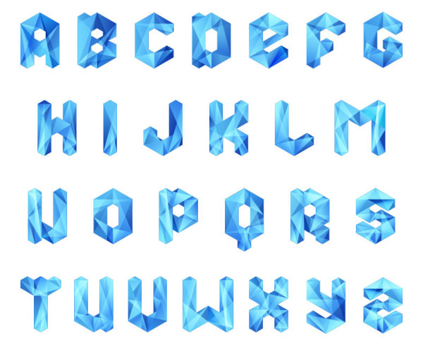 Letras de cristal azul