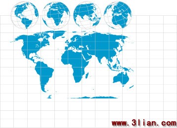 Blauer Planet Erde und Weltkarte