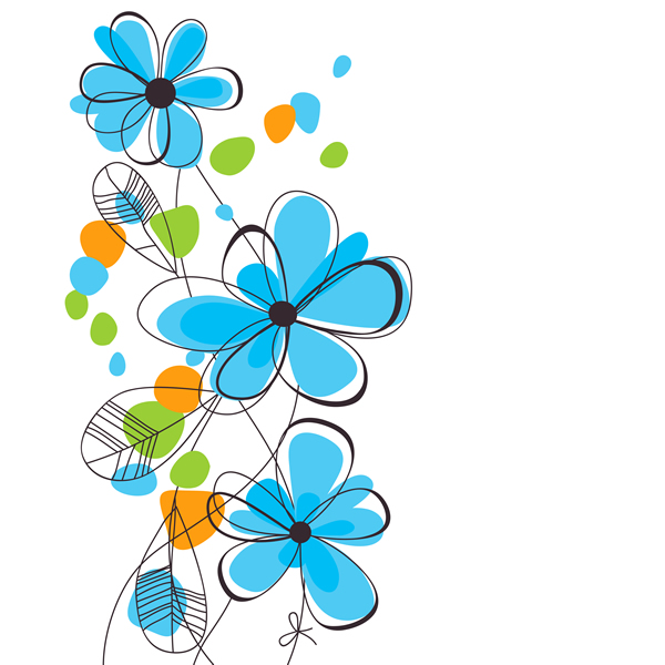 biru bunga ilustrasi