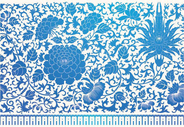 青い花のパターン