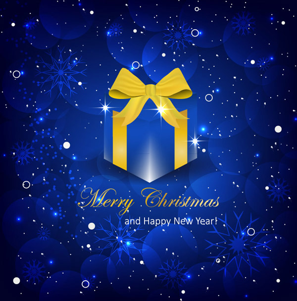 Blue Geschenk-Box-Weihnachtskarte