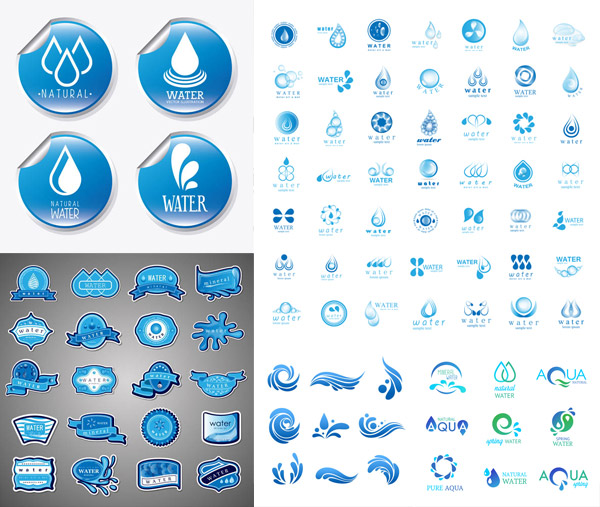 蓝色风格水能源主题徽标