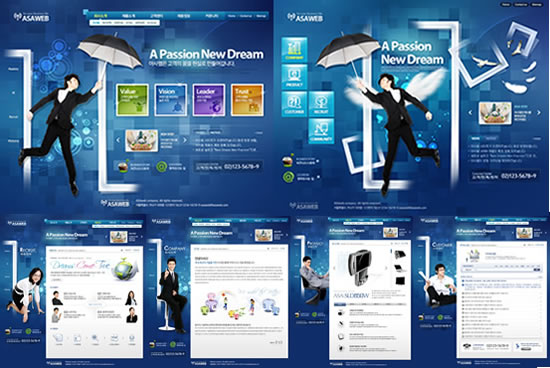 niebieski tech web design psd materiału