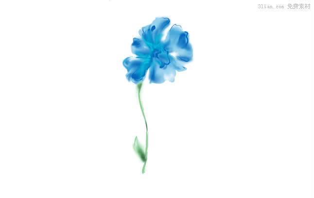 material de psd de la flor de acuarela azul