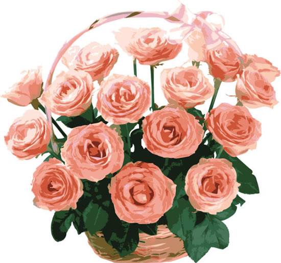 buquês de cesta de rosas