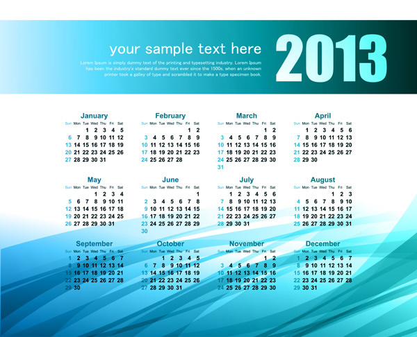 Bright Blue Calendar