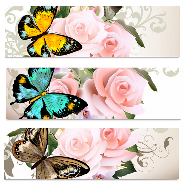 kupu-kupu bunga banner