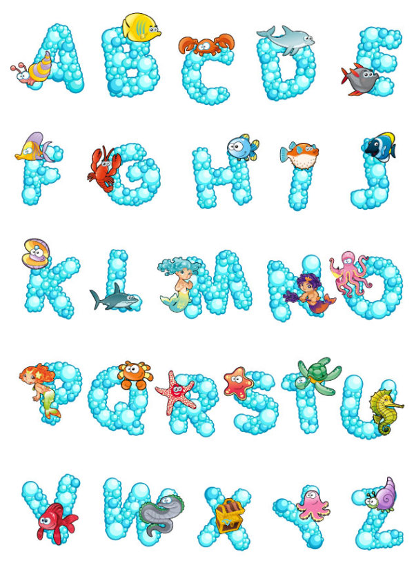 alfabeto dos desenhos animados