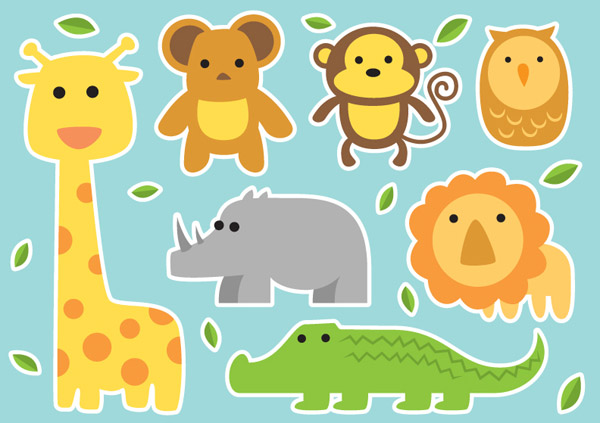 adesivos de animais dos desenhos animados