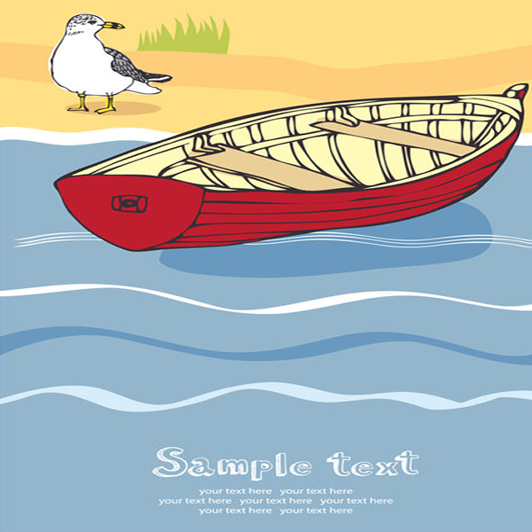 ilustracja kreskówka plaży łódź