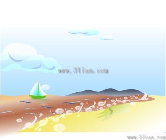 cartone animato spiaggia scenario