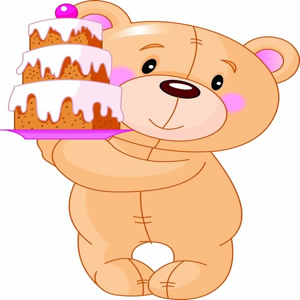 만화 곰 생일 케이크