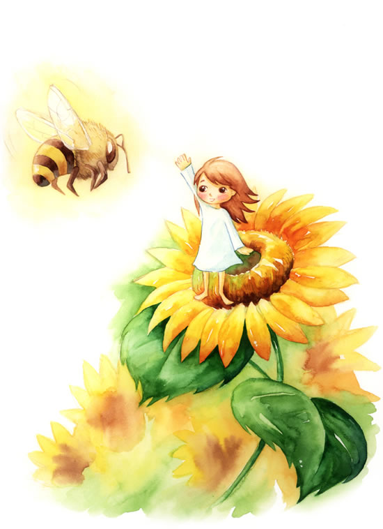 fumetto dell'ape girasole illustrator psd materiale