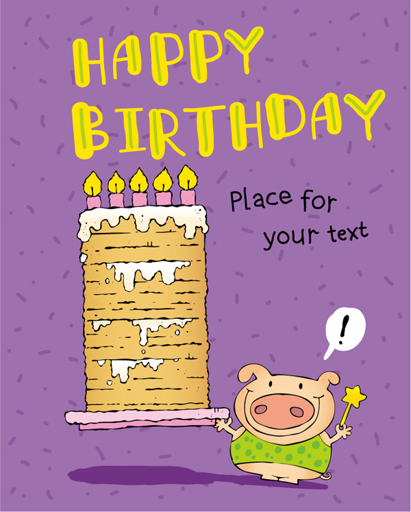 dessin animé anniversaire souhait cochon illustration
