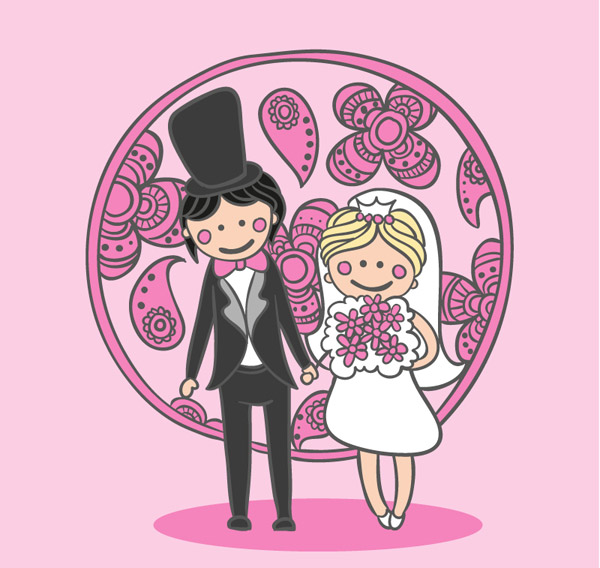 Cartoon-Braut und Bräutigam