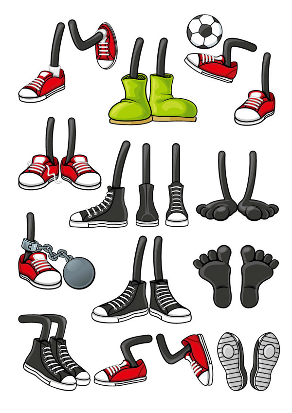 sapatos de personagem de desenho animado