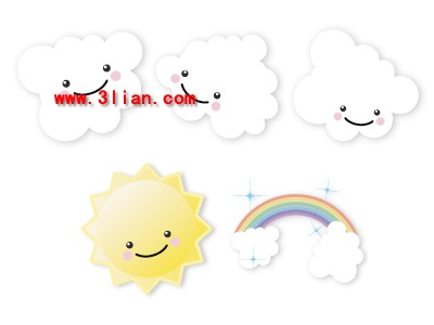 Cartoon Clouds Rainbow The Sun Icon