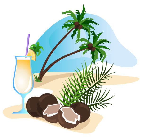 Cartoon Coconut Drink