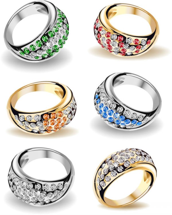 cartone animato colore diamanti anello design