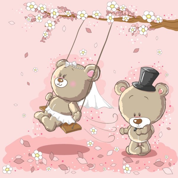 parejas de dibujos animados oso