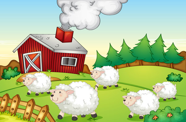 Cartoon fazenda de ovelhas