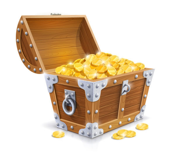 Cartoon Gold Coin Treasure Chest
