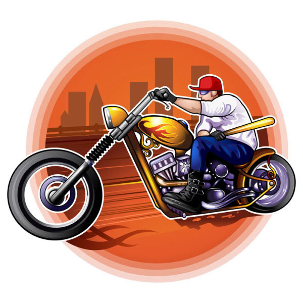 Cartoon Harley Davidson Motorcycle