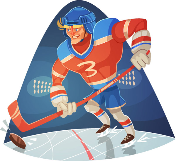 Ilustración de dibujos animados del hockey sobre hielo jugadores