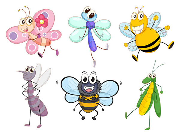 Cartoon-Insekten