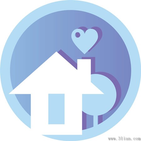 Cartoon Light Blue House Icon