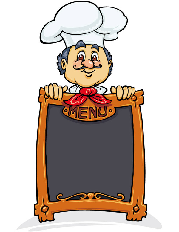 cartone animato come chef lavagna menu