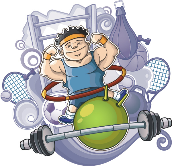 Cartoon Male Hula Fitness