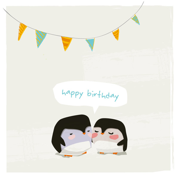 kartun penguin ulang tahun latar belakang