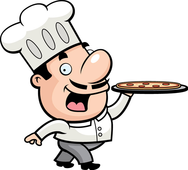 Cocinero de pizza de dibujos animados